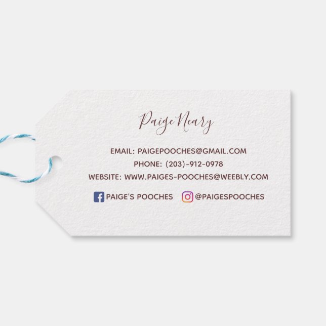 Étiquettes-cadeau Balise cadeau Poches de Paige (Dos Horizontal)