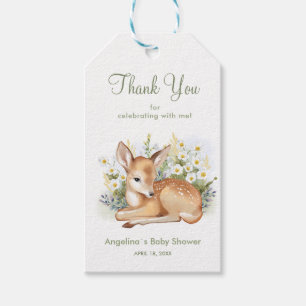 Étiquettes-cadeau Balise cadeau pour baby shower avec adorable faon.