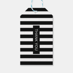 Étiquettes-cadeau Balise cadeau rayé noir et blanc