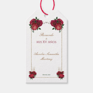 Étiquettes-cadeau Balise cadeau Rouge, Blanc, Quinceañera Recuerdo