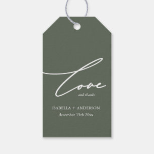 Étiquettes-cadeau Balise Cadeau Sage Green et Blanc Mariage Favor