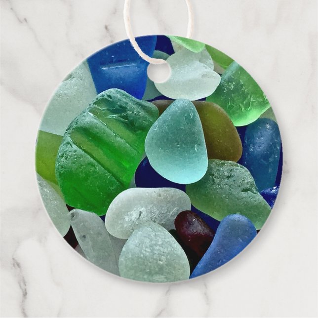Étiquettes Cadeau Balise cadeau Seaglass - ensemble de 12 (Devant)