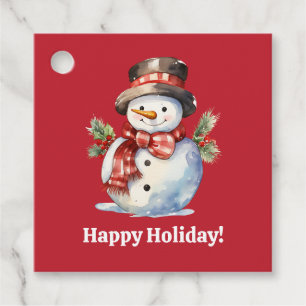 Étiquettes Cadeau Balise cadeau Smiling Vintage Snowman