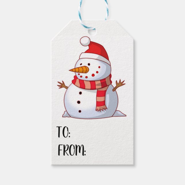 Étiquettes-cadeau Balise cadeau Snowman 2 (Devant)