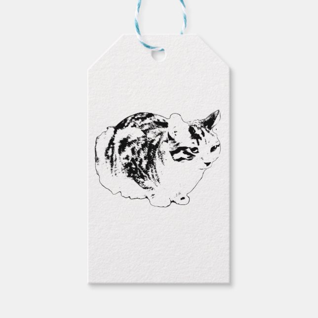 Étiquettes-cadeau Balise Cadeau Tabby, Finition Joyeuse (Devant)