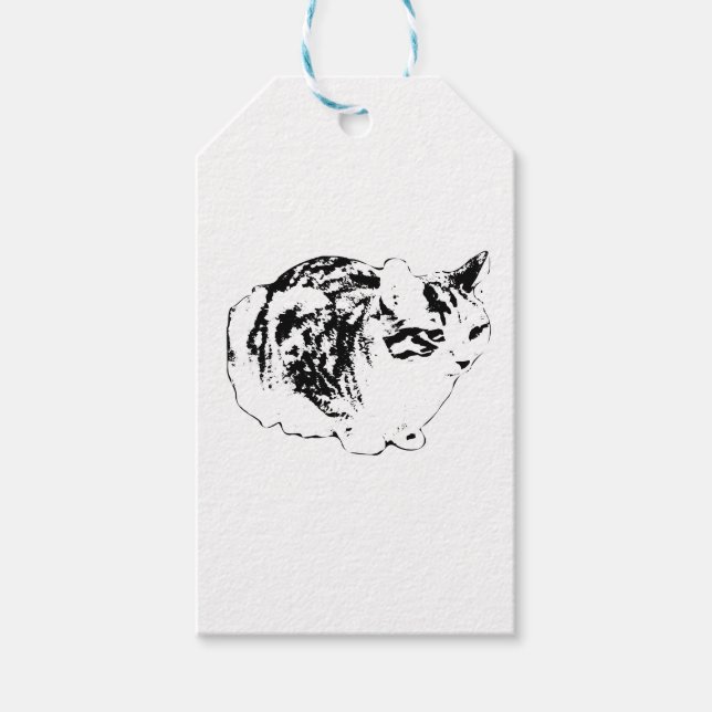 Étiquettes-cadeau Balise Cadeau Tabby, Finition Joyeuse (Devant)