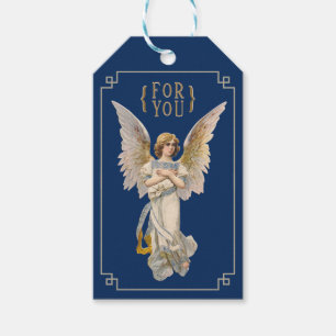 Étiquettes-cadeau Balise cadeau Vintage Christmas Angel Dark Blue Ho