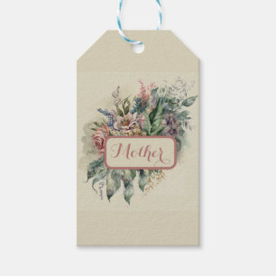 Étiquettes-cadeau Balise cadeau Vintage rose et vert floral