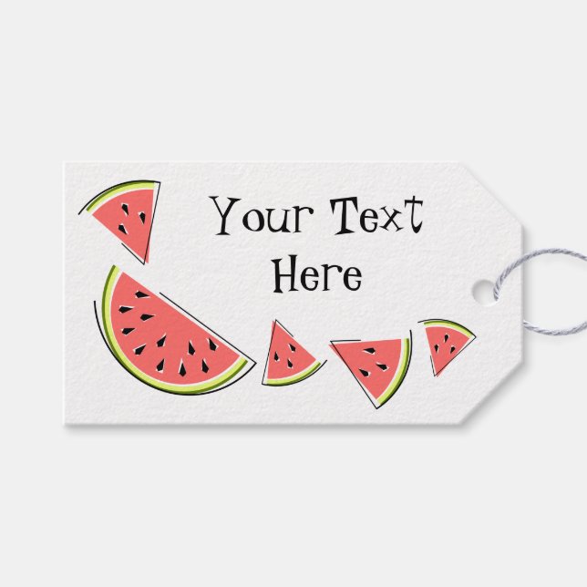 Étiquettes-cadeau Balise cadeau Watermelon Pieces Side Text (Devant (Horizontal))