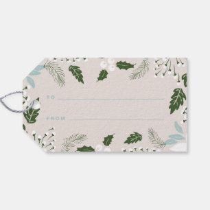 Étiquettes-cadeau Balise cadeau White Holly Botanical Happy Holidays