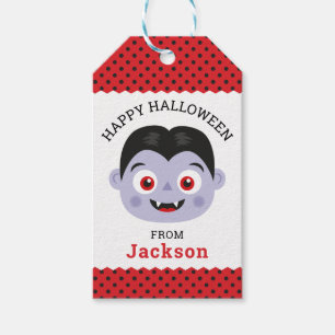 Étiquettes-cadeau Balise cadeaux Halloween Happy et Vampire
