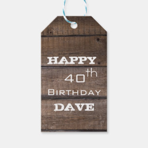Étiquettes-cadeau Balise cadeaux Rustic Wood 40th Birthday