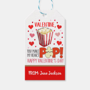 Étiquettes-cadeau Balise cadeaux Valentine Popcorn