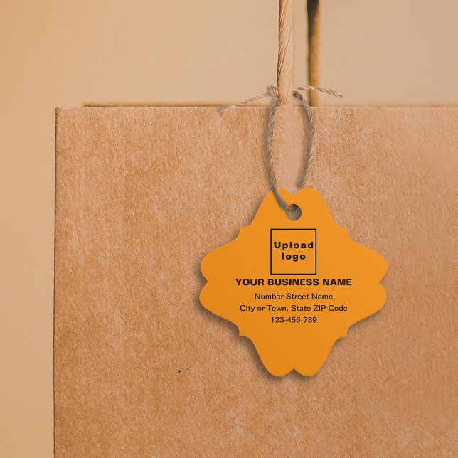 Étiquettes Cadeau Balise Carré fantaisie couleur orange (Build brand name wareness. Your business brand on orange color fancy square tag.)