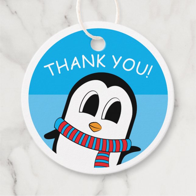 Étiquettes Cadeau Balise Cercle de pingouin mignon (Devant)
