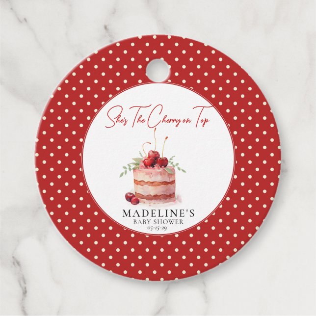 Étiquettes Cadeau Balise Cherry on Top Baby shower Favor (Devant)