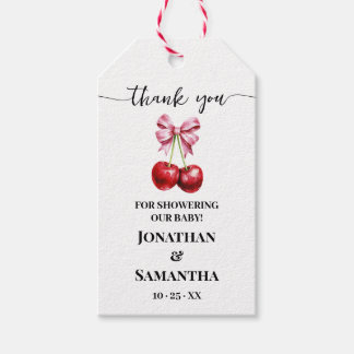 Étiquettes-cadeau Balise Cherry Pink Coquette Baby shower Favoriser