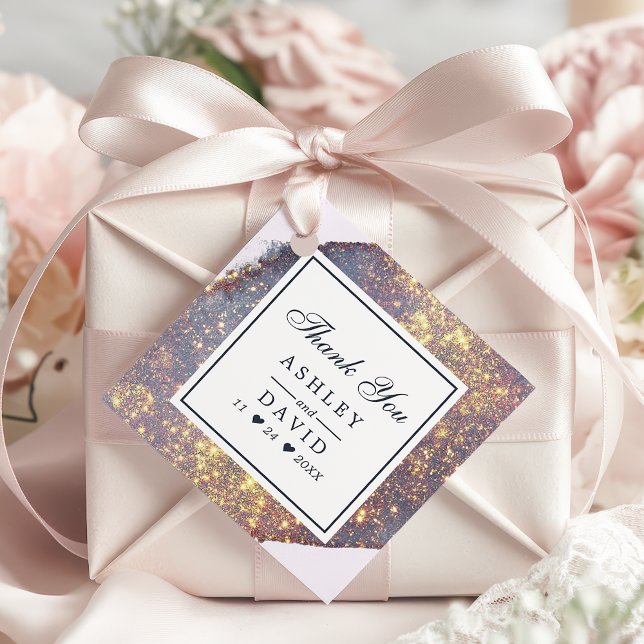 Étiquettes Cadeau Balise Chic Iridescente Purple Gold Parties scinti (Créateur téléchargé)