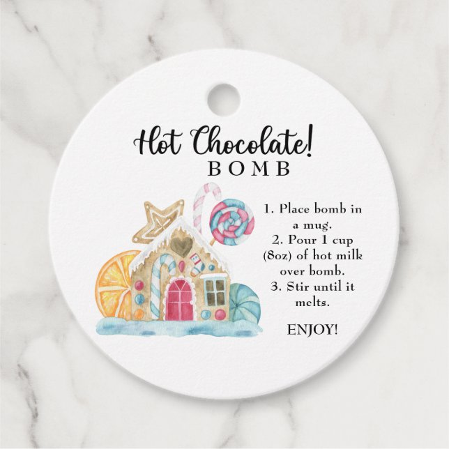 Étiquettes Cadeau Balise chocolat chaud. Bombe à cacao chaude d'hive (Devant)