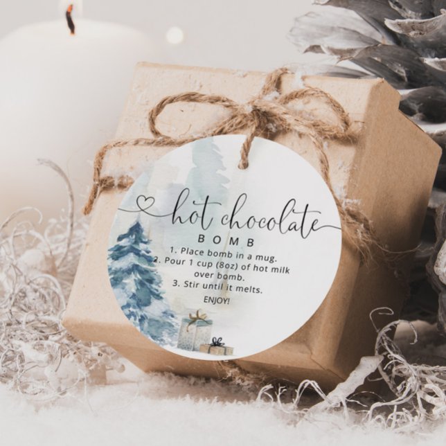 Étiquettes Cadeau Balise chocolat chaud. Bombe à cacao chaude d'hive (Créateur téléchargé)