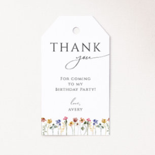 Étiquettes-cadeau Balise couleur Fleur sauvage Anniversaire Merci Fa