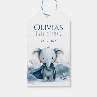 Étiquettes-cadeau Balise de Baby shower Blue Elephant Favoriser