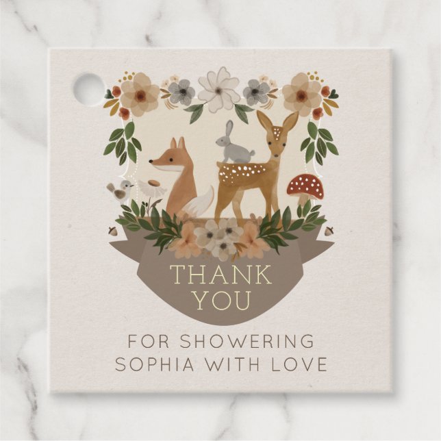 Étiquettes Cadeau Balise de Baby shower de bois moderne Favoriser (Devant)