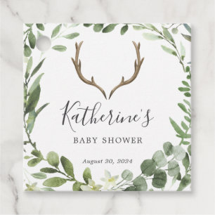 Étiquettes Cadeau Balise de Baby shower Favoriser le cerf de bûchero
