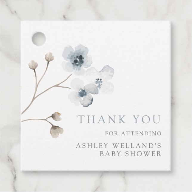 Étiquettes Cadeau Balise de Baby shower floral simple et moderne pâl (Devant)