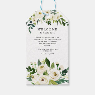 Étiquettes-cadeau Balise de bienvenue Mariage de Roses blanches