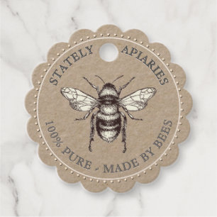 Étiquettes Cadeau Balise de bordure pointillée Vintage Kraft