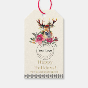 Étiquettes-cadeau Balise de cadeau Boho Happy Holidays Business Logo