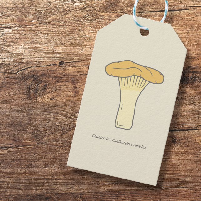 Étiquettes-cadeau Balise de cadeau de la Chanterelle de la Botanique (Botanical Chanterelle Mushroom Gift Tag)