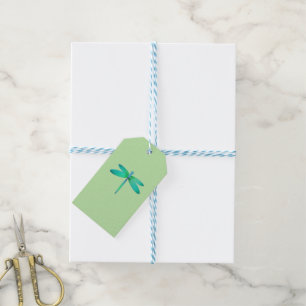 Étiquettes-cadeau Balise de cadeau de libellule sur Green Gift