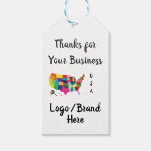 Étiquettes-cadeau Balise de cadeau de marque de logo Merci Us