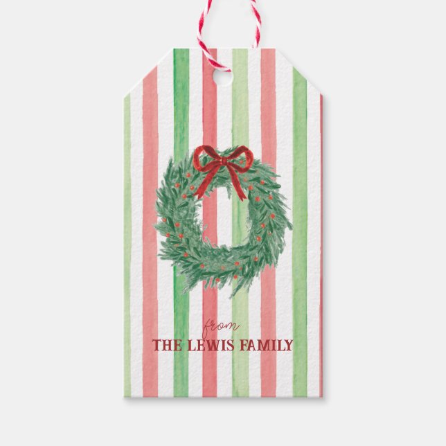 Étiquettes-cadeau Balise de cadeau de Noël de couronne (Devant)