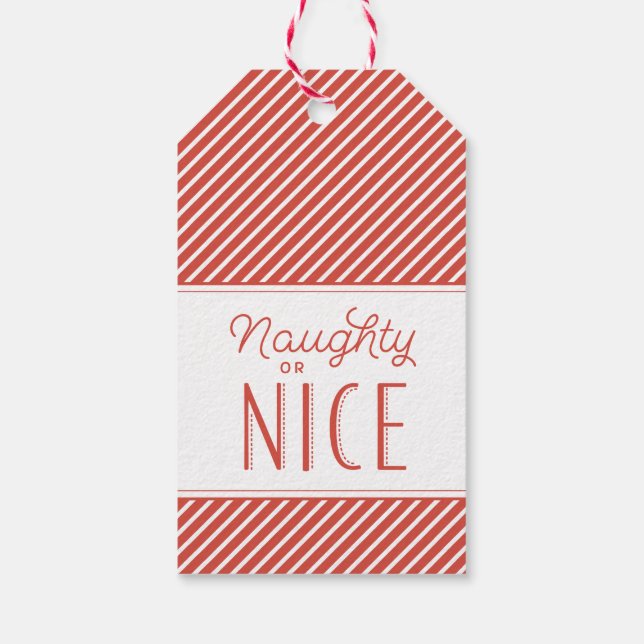 Étiquettes-cadeau Balise de cadeau de Noël Naughty ou Nice Red Strip (Dos)