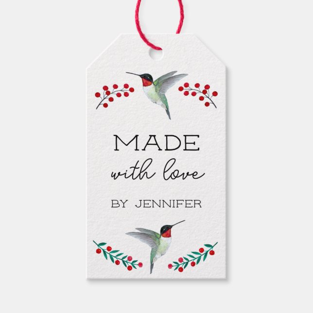 Étiquettes-cadeau Balise de cadeau Fabriqué avec amour (Devant)