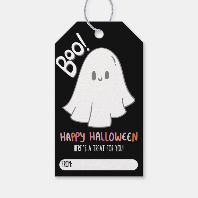 Étiquettes-cadeau Balise de cadeau Ghost Cute personnalisable (Devant)