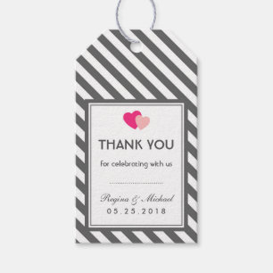 Étiquettes-cadeau Balise de cadeau Love Grey Stripes Motif Party Fav