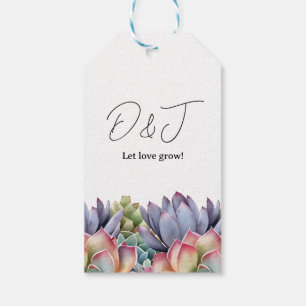 Étiquettes-cadeau Balise de cadeau Mariage Succulent "Let Love Grow"