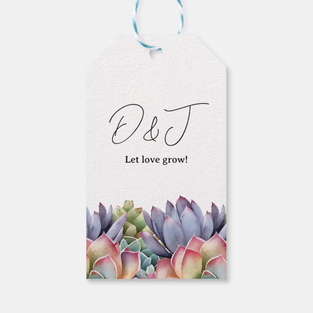 Étiquettes-cadeau Balise de cadeau Mariage Succulent "Let Love Grow" (Dos)
