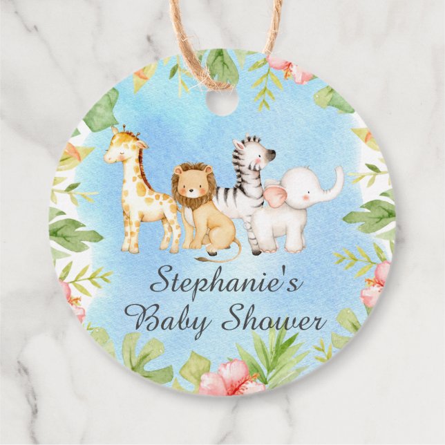 Étiquettes Cadeau Balise de cadeau Oh Baby Jungle Baby shower Favori (Dos)