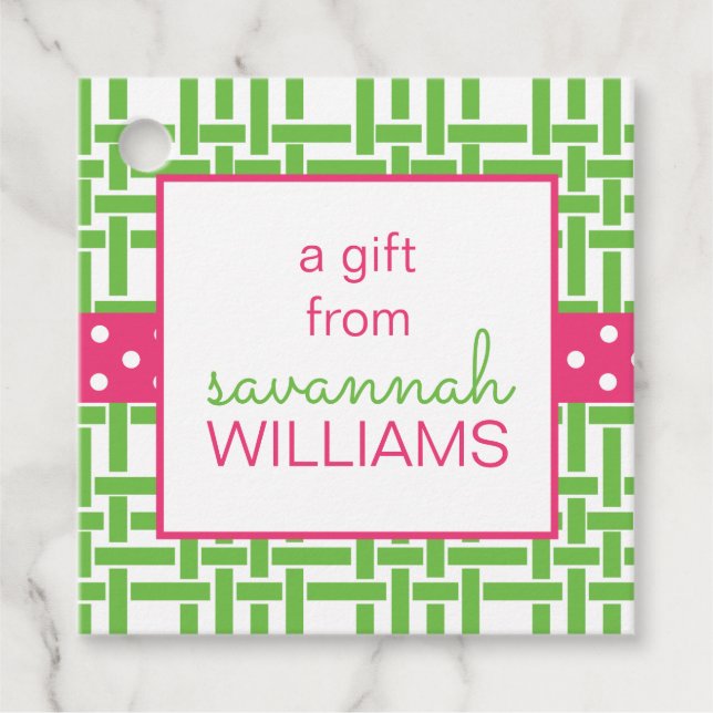 Étiquettes Cadeau Balise de cadeau personnalisé Bambou & Grosgrain o (Devant)