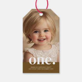 Étiquettes-cadeau Balise de cadeau photo de premier anniversaire en 