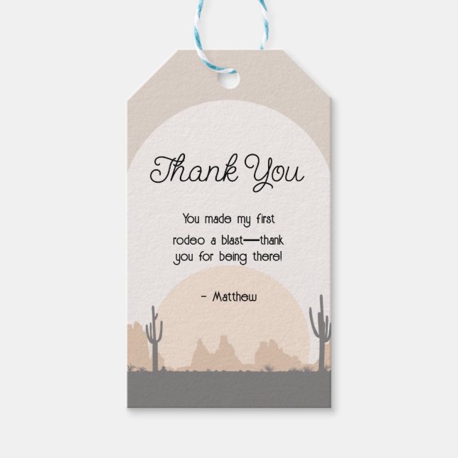 Étiquettes-cadeau Balise de cadeau pour le premier rodéo occidental  (Devant)