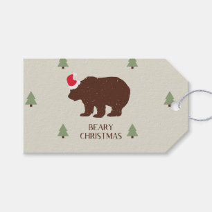 Étiquettes-cadeau Balise de cadeau Rustique Père Noël Bear Forest 