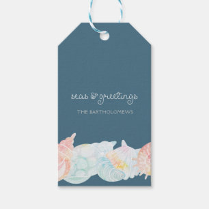 Étiquettes-cadeau Balise de cadeau Watercolor Seashell Seas and Grem