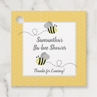Étiquettes Cadeau Balise de Carré de préférence Gris et Jaune Bumble