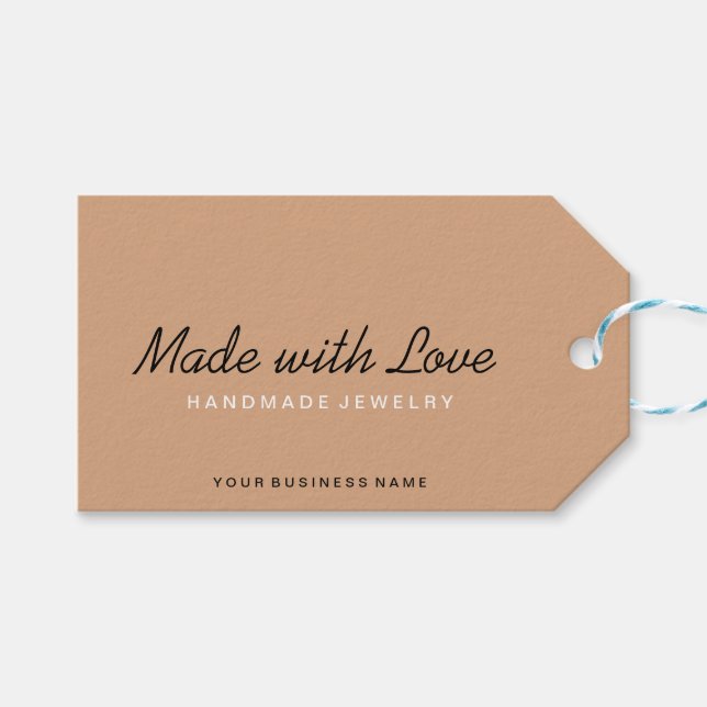 Étiquettes-cadeau Balise de commerce Fabriqué avec amour (Devant (Horizontal))